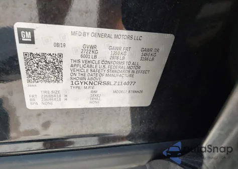 2020 Cadillac Xt5 Fwd Premium Luxury from USA, damaged, VIN 1GYKNCRS8LZ114077